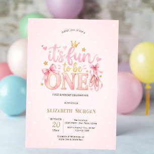 Invitación Es divertido ser uno en la fiesta de bebé de lunar