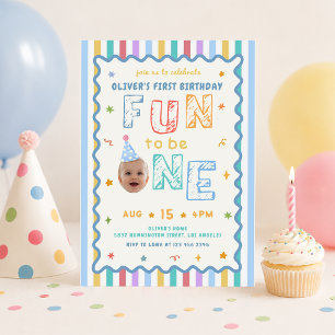 Invitación Es divertido ser uno Foto Colorido Cumpleaños 1