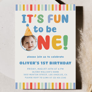 Invitación Es divertido ser uno Foto Franja Cumpleaños 1