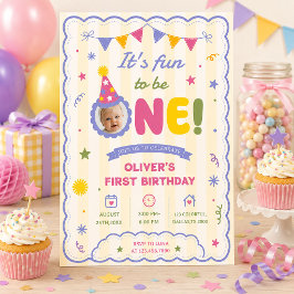 Invitación Es divertido ser uno Foto Niño Cumpleaños 1 