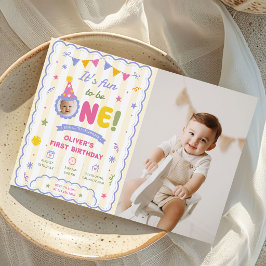 Invitación Es Divertido Ser Uno Foto Niño Cumpleaños 1 Foto