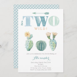 Invitación Es dos fiestas salvajes de cactus de 2º cumpleaños