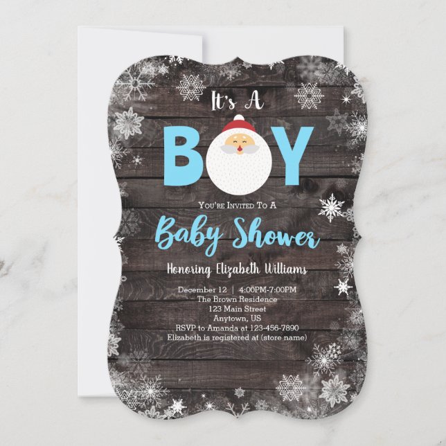 Invitación Es el Baby Shower de los Navidades de Santa Madera (Anverso)