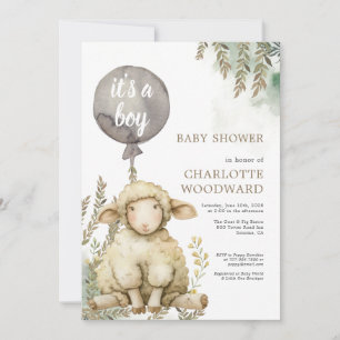 Invitación Es el Baby Shower de un niño con globo