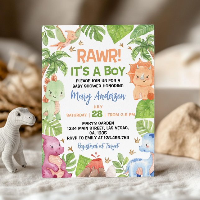 Invitación Es el Baby Shower de un niño dinosaurio (Subido por el creador)