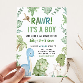 Invitación Es el Baby Shower de un niño dinosaurio