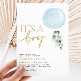 Invitación Es el Baby Shower de un niño globo azul