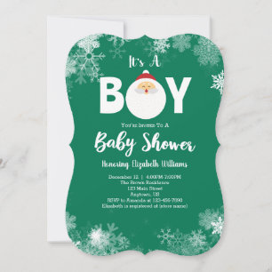Invitación Es el Baby Shower de un niño Navidad de Santa Verd