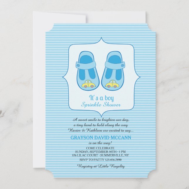 Invitación Es el Baby Shower de un niño rociado (Anverso)
