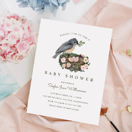 Invitación Es el Baby Shower del nido de pájaro floral Chica