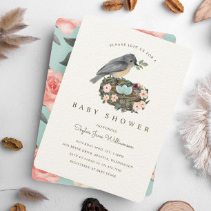 Invitación Es el Baby Shower del nido de un niño floral
