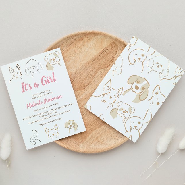 Invitación Es el cachorrito Baby Shower rosado de un Chica Cu (Subido por el creador)