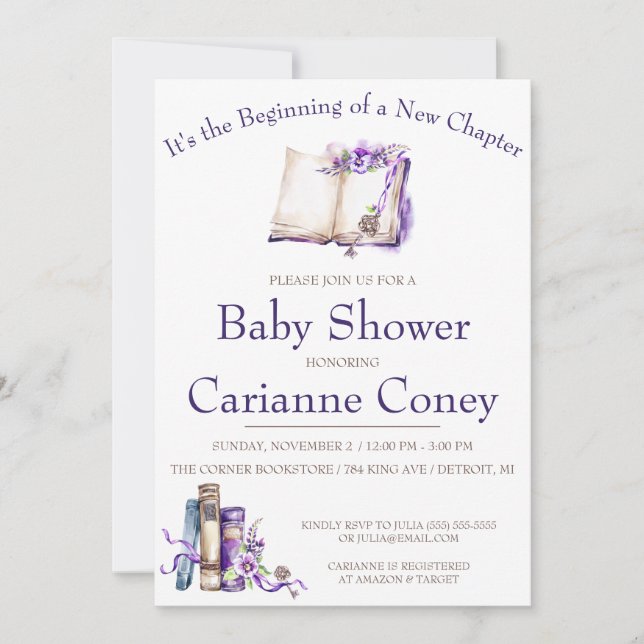 Invitación Es el comienzo de un nuevo capítulo, Baby Shower (Anverso)