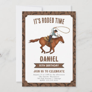 Invitación Es el cumpleaños de Cowboy en tiempo de rodeo