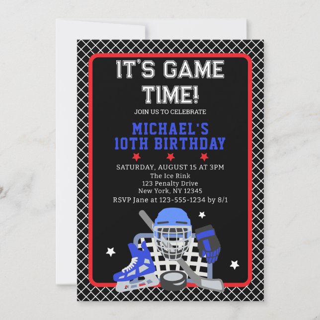 INVITACIÓN ES EL CUMPLEAÑOS DE HOCKEY EN TIEMPO DE JUEGO (Anverso)