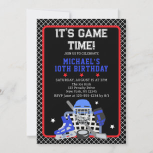 INVITACIÓN ES EL CUMPLEAÑOS DE HOCKEY EN TIEMPO DE JUEGO