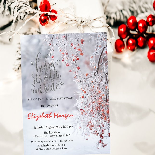Invitación Es el frío invierno Wonderland Red Baby Shower (Subido por el creador)