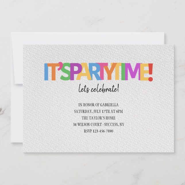 Invitación Es el momento Fiesta (Anverso)