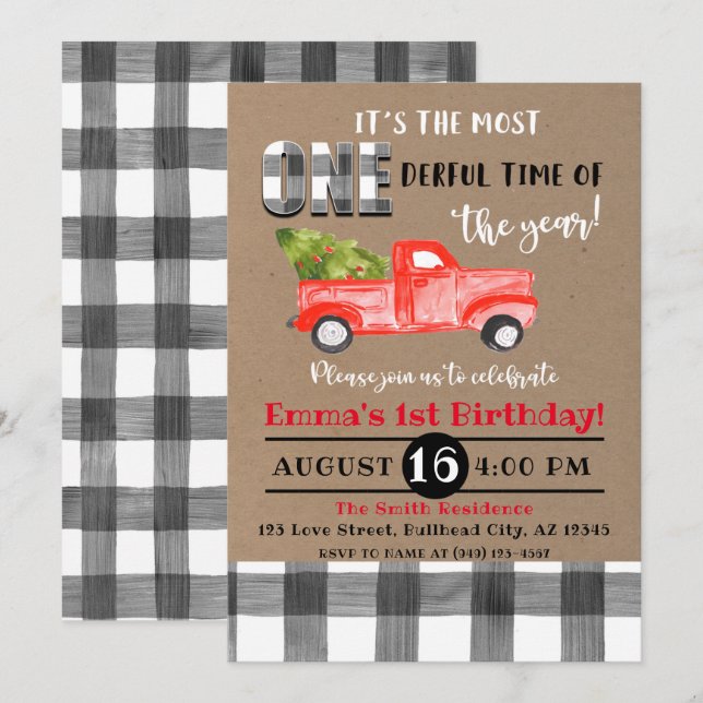 Invitación Es el momento más maravilloso del primer cumpleaño (Anverso / Reverso)