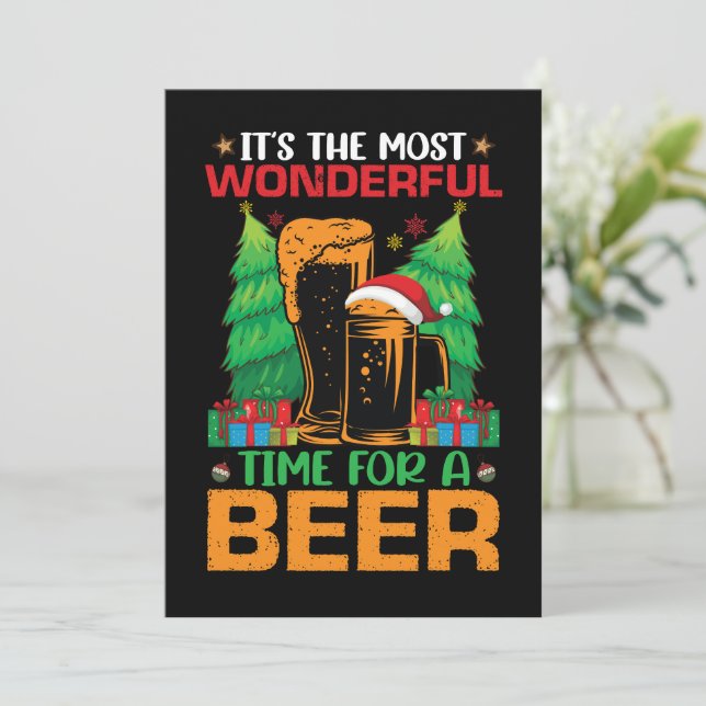 Invitación Es el momento más maravilloso para un Santa cervec (Anverso de pie)