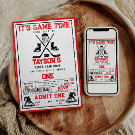 Invitación Es el primer Fiesta de cumpleaños de hockey sobre