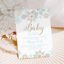 Es frío afuera Baby Shower de copo de nieve azul
