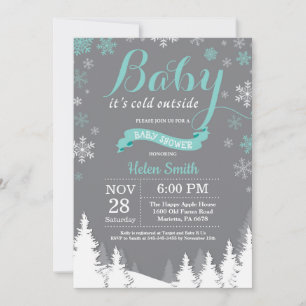 Invitación Es frío afuera, baby shower de invierno aqua