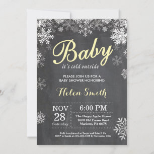 Invitación Es frío afuera Invierno Amarillo Baby Shower