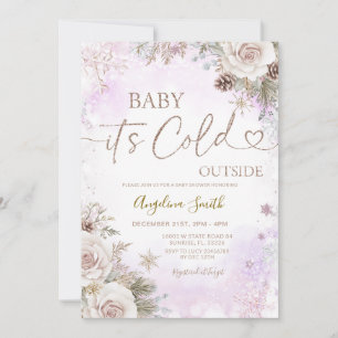 Invitación Es frío afuera Rosa Cumpleaños de bebé en invierno