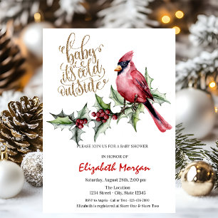 Invitación Es frío cardenal rojo acebo baya  Baby Shower  