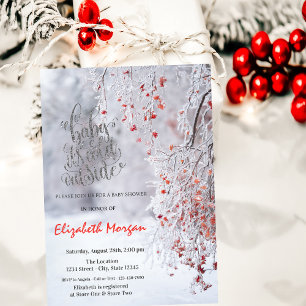 Invitación Es frío invierno mágico Rojo Baby Shower   