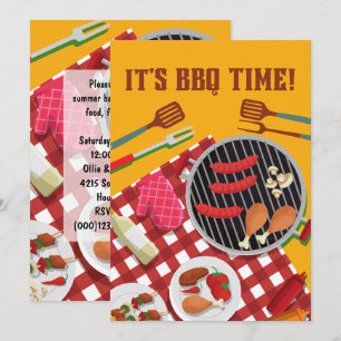 Invitación Es hora de barbacoa, cocción de parrilladas de ver