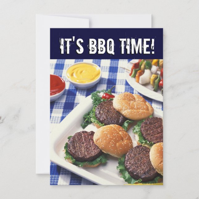 Invitación Es hora de barbacoa, cocción de parrilladas de ver (Anverso)