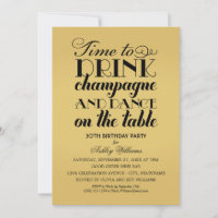 Es hora de beber champagne Black Gold Birday Party