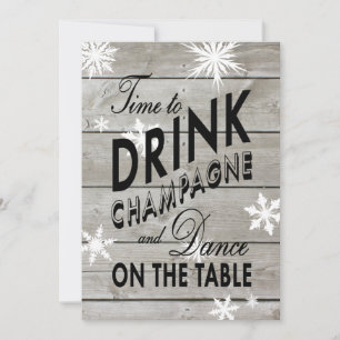 Invitación Es hora de beber champán en la barn de cartón navi