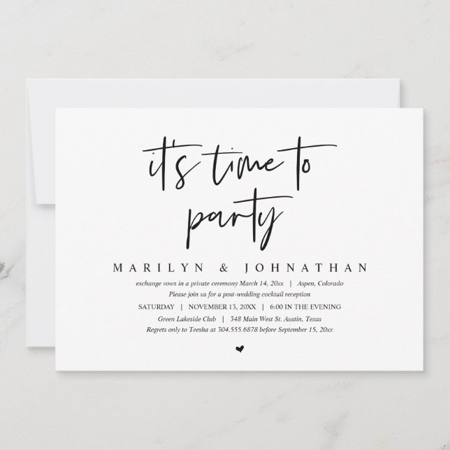 Invitación Es hora de celebrar el Elopement, fiesta Boda (Anverso)