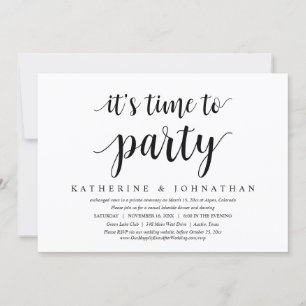 Invitación Es hora de celebrar, fiesta de boda fuga