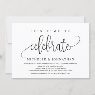 Invitación Es Hora de Celebrar, Fiesta de Boda Fugaz