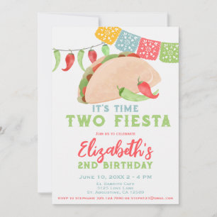 Invitación Es hora de dos Fiestas, cumpleaños de dos años