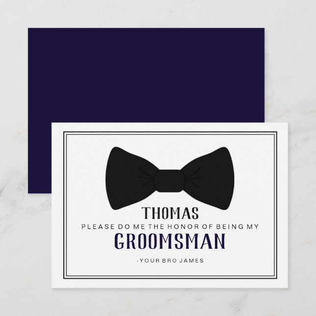 Invitación Es hora de encajar a Groomsman - azul de los lazos (Anverso / Reverso)