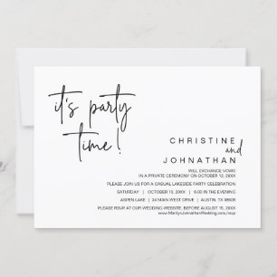 Invitación Es hora de Fiesta, Boda Elopement Dinner