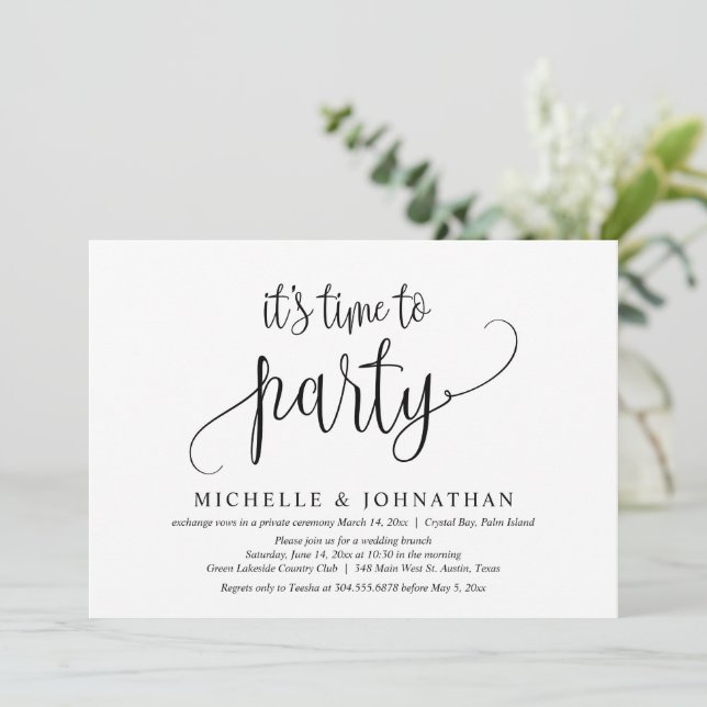 Invitación Es hora de fiesta, Celebración de fuga de novios (Anverso de pie)