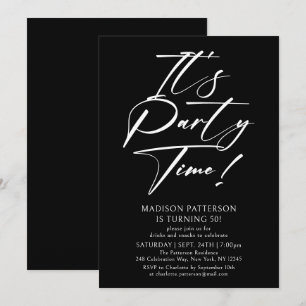 Invitación Es hora de fiesta Cumpleaños 50 años Simple Elegan