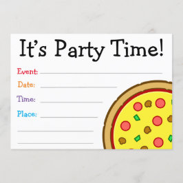 Invitación ¡Es hora de Fiesta! Cumpleaños Pizza ilustrado