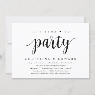 Invitación Es hora de fiesta, Elopamiento de boda post modern