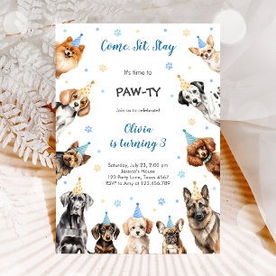 Invitación Es hora de Paw-fiesta Animales de fiesta Cumpleaño