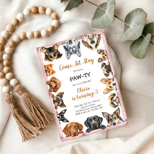 Invitación Es hora de Paw-ti Cumpleaños de Animales de Fiesta