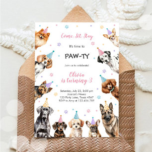 Invitación Es Hora de Paw-ty Animales de Fiesta Cumpleaños de