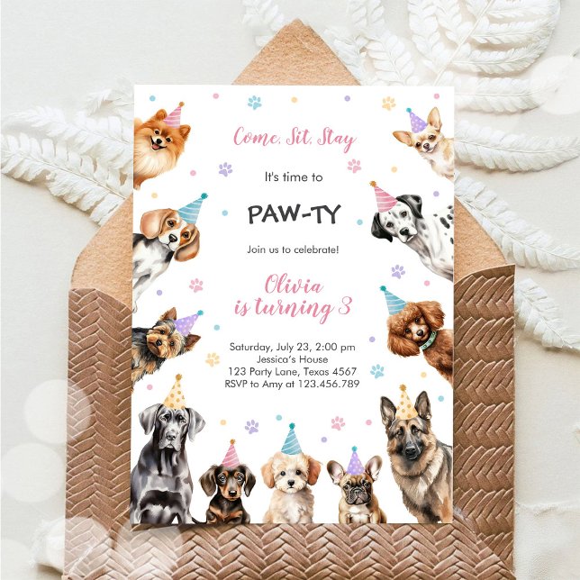 Invitación Es Hora de Paw-ty Animales de Fiesta Cumpleaños de (Subido por el creador)