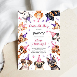 Invitación Es Hora de Paw-ty Animales de Fiesta Cumpleaños In